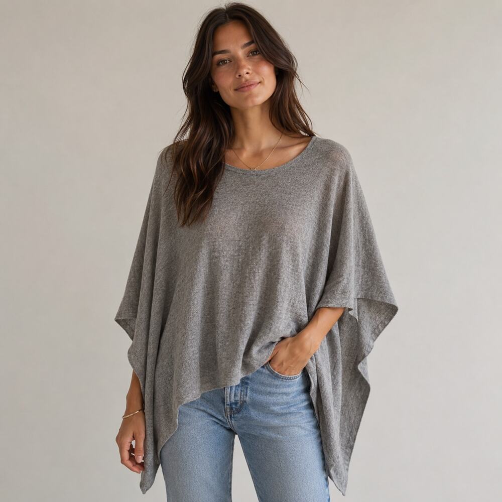 Autograph grey wool blend poncho sweater oversized XL
